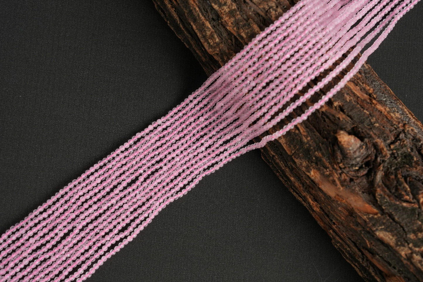 Natural Rose Quartz Gemstone Round Micro Faceted Beads String 15.5 Inches Long 2/3/4/6 MM for Jewelry Making and Crafting - AS & JG