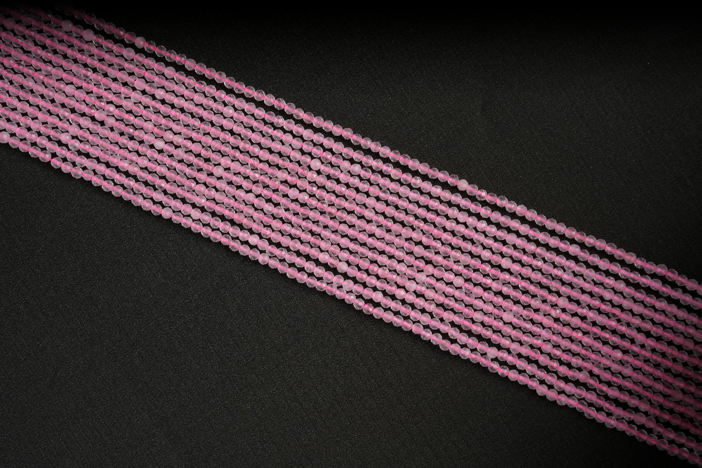 Natural Rose Quartz Gemstone Round Micro Faceted Beads String 15.5 Inches Long 2/3/4/6 MM for Jewelry Making and Crafting - AS & JG