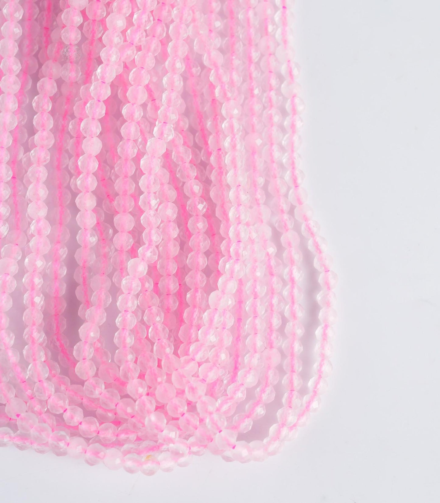 Natural Rose Quartz Gemstone Round Micro Faceted Beads String 15.5 Inches Long 2/3/4/6 MM for Jewelry Making and Crafting - AS & JG