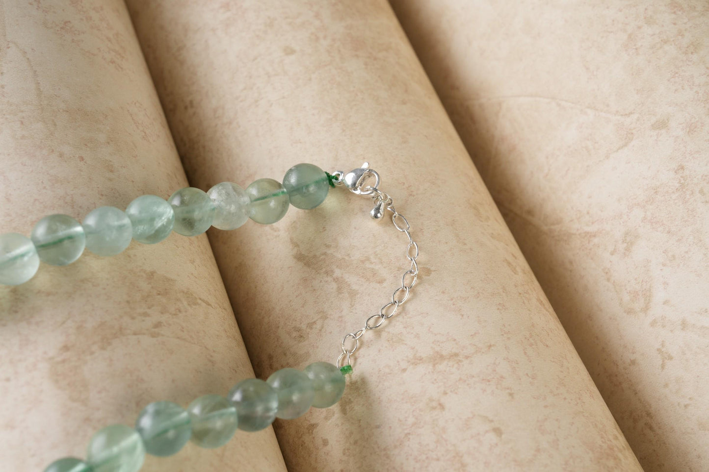 Genuine Green Fluorite Beads Necklace / Handcrafted Adjustable Mala Necklace / 8 MM Round Smooth Beaded Necklace Jewelry For Her - AS & JG