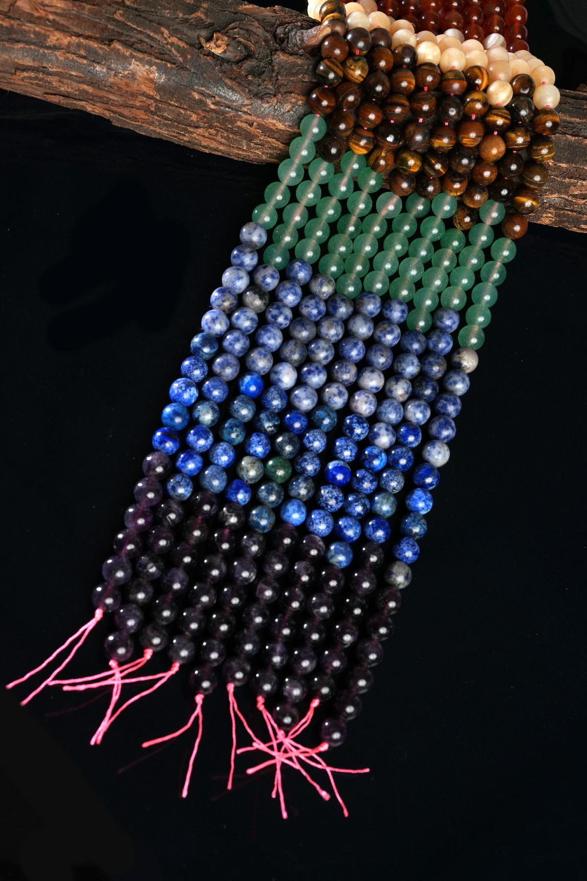 Natural 7 Chakra Gemstone Round Smooth Beads String 15.5 Inches Long 4/6/8/10 MM for Jewelry Making and Crafting - AS & JG