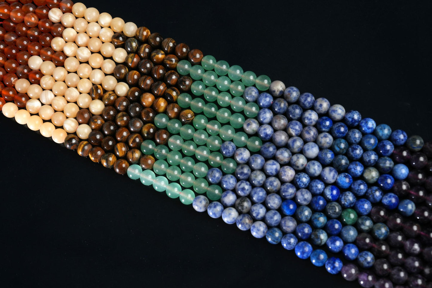 Natural 7 Chakra Gemstone Round Smooth Beads String 15.5 Inches Long 4/6/8/10 MM for Jewelry Making and Crafting - AS & JG