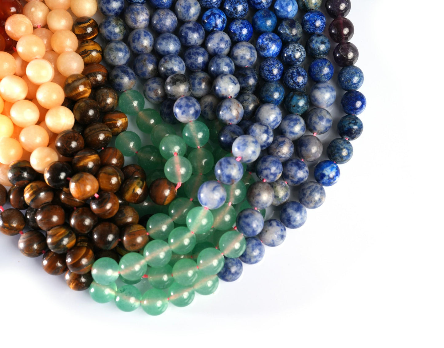 Natural 7 Chakra Gemstone Round Smooth Beads String 15.5 Inches Long 4/6/8/10 MM for Jewelry Making and Crafting - AS & JG