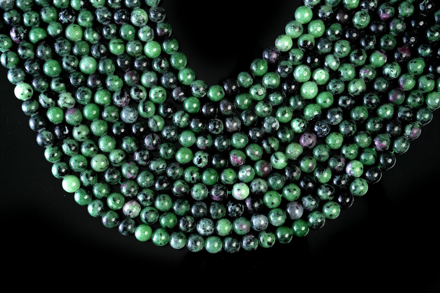 Natural Ruby Zoisite Gemstone Round Smooth Beads String 15.5 Inches Long 4/6/8/10 MM for Jewelry Making and Crafting - AS & JG