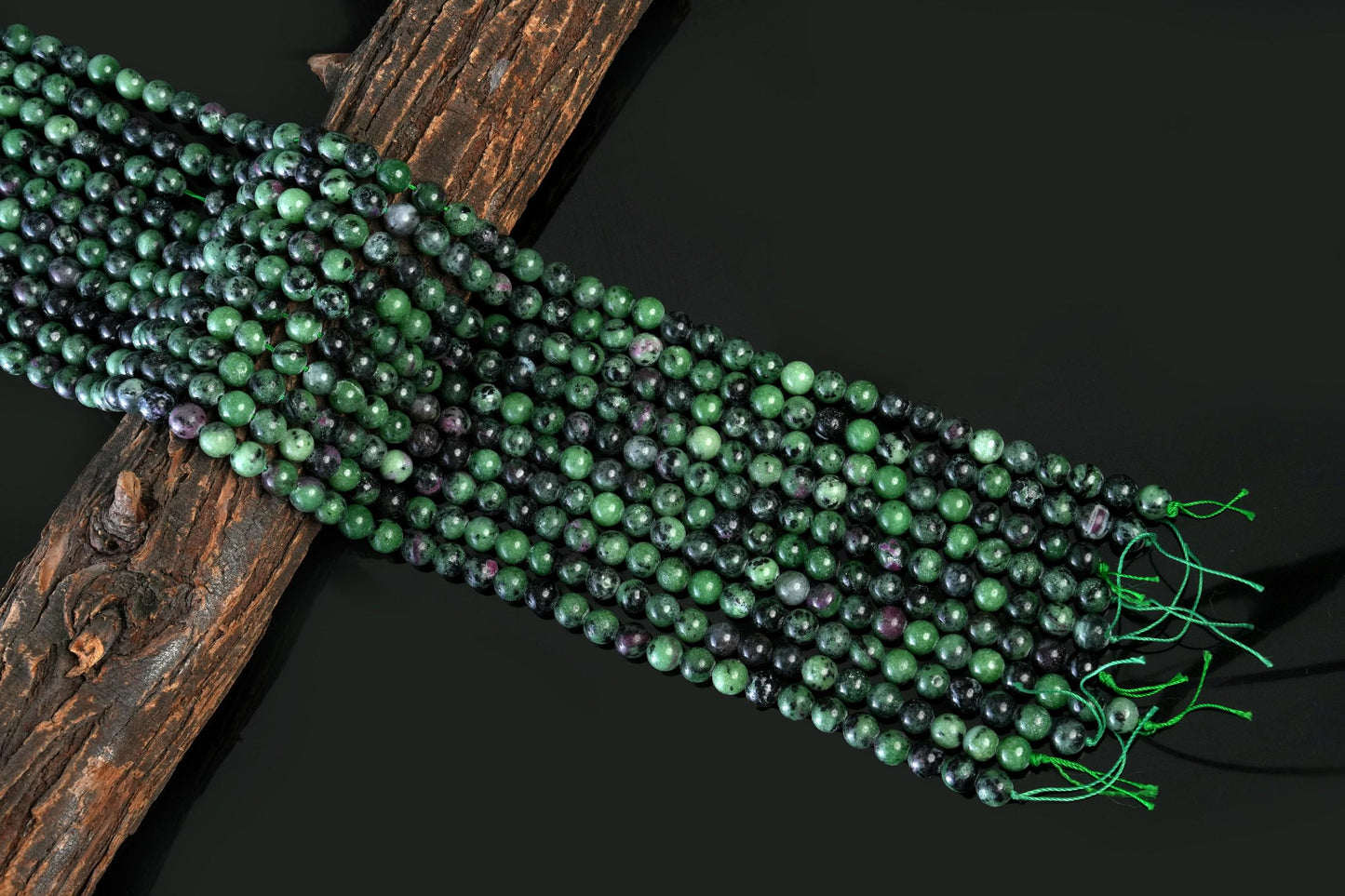 Natural Ruby Zoisite Gemstone Round Smooth Beads String 15.5 Inches Long 4/6/8/10 MM for Jewelry Making and Crafting - AS & JG