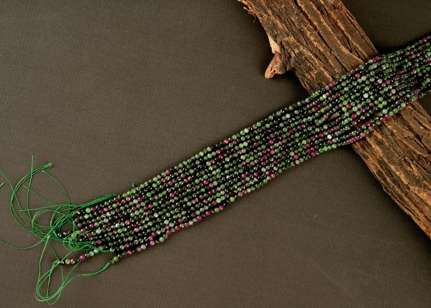 Natural Ruby Zoisite Gemstone Round Micro Faceted Beads String 15.5 Inches Long 2/3/4/6 MM for Jewelry Making and Crafting - AS & JG