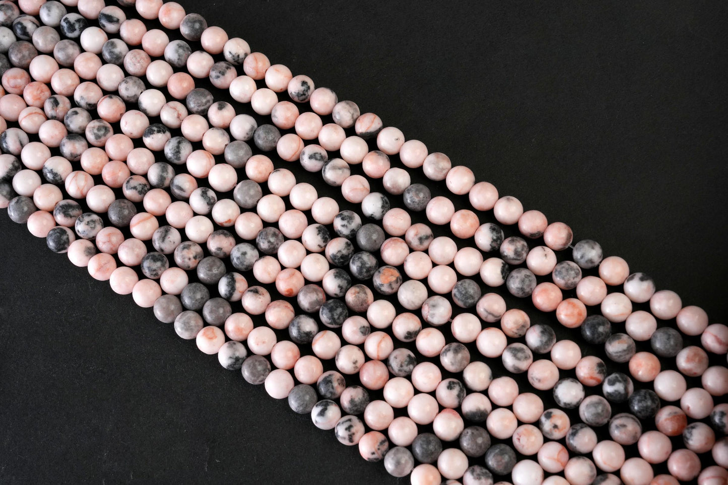 Natural Pink Zebra Jasper Gemstone Round Smooth Beads String 15.5 Inches Long 4/6/8/10 MM for Jewelry Making and Crafting - AS & JG