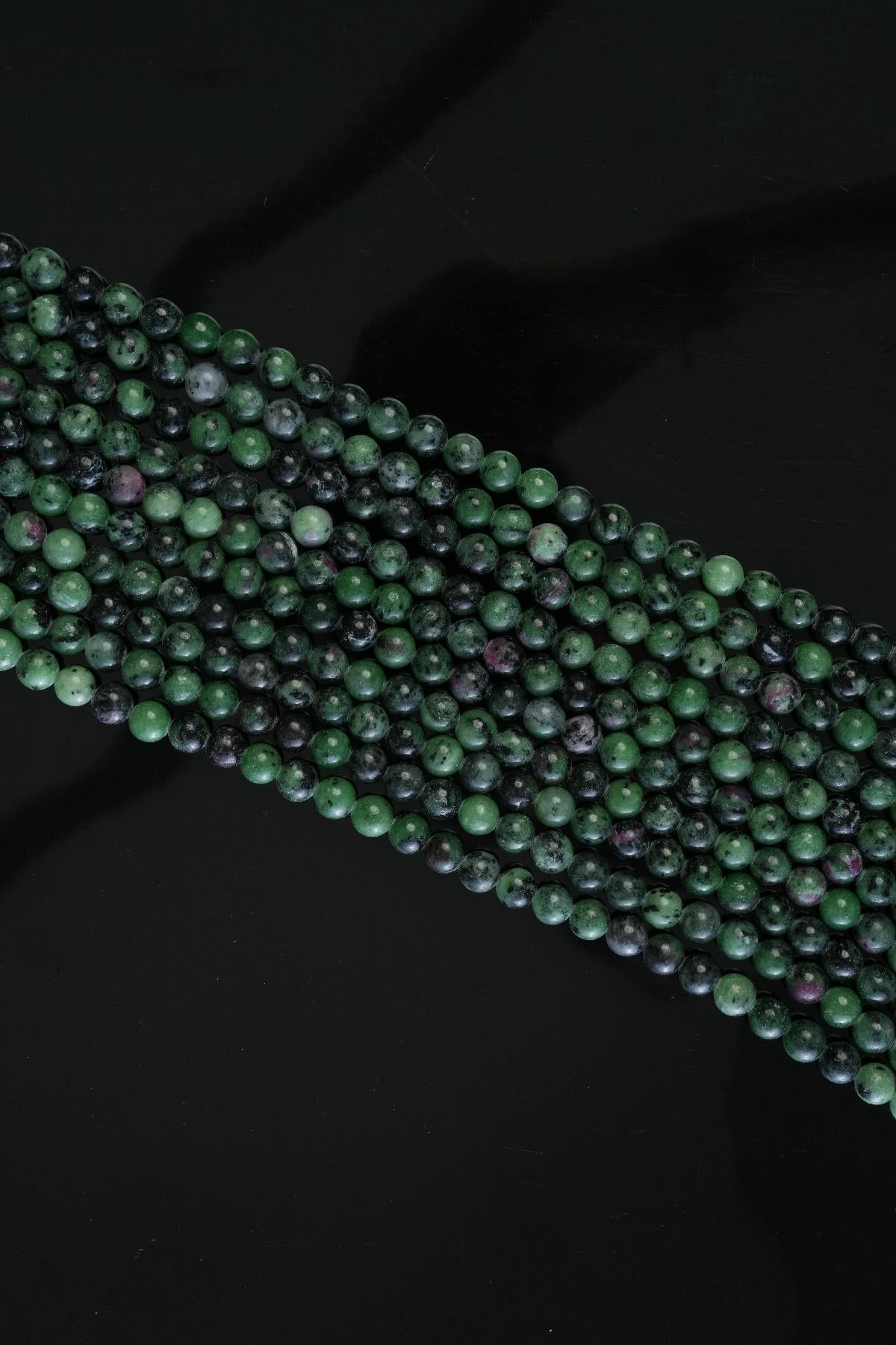 Natural Ruby Zoisite Gemstone Round Smooth Beads String 15.5 Inches Long 4/6/8/10 MM for Jewelry Making and Crafting - AS & JG