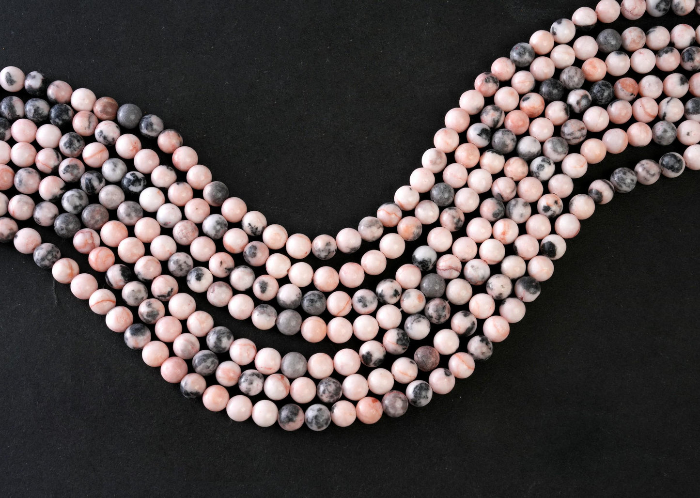 Natural Pink Zebra Jasper Gemstone Round Smooth Beads String 15.5 Inches Long 4/6/8/10 MM for Jewelry Making and Crafting - AS & JG