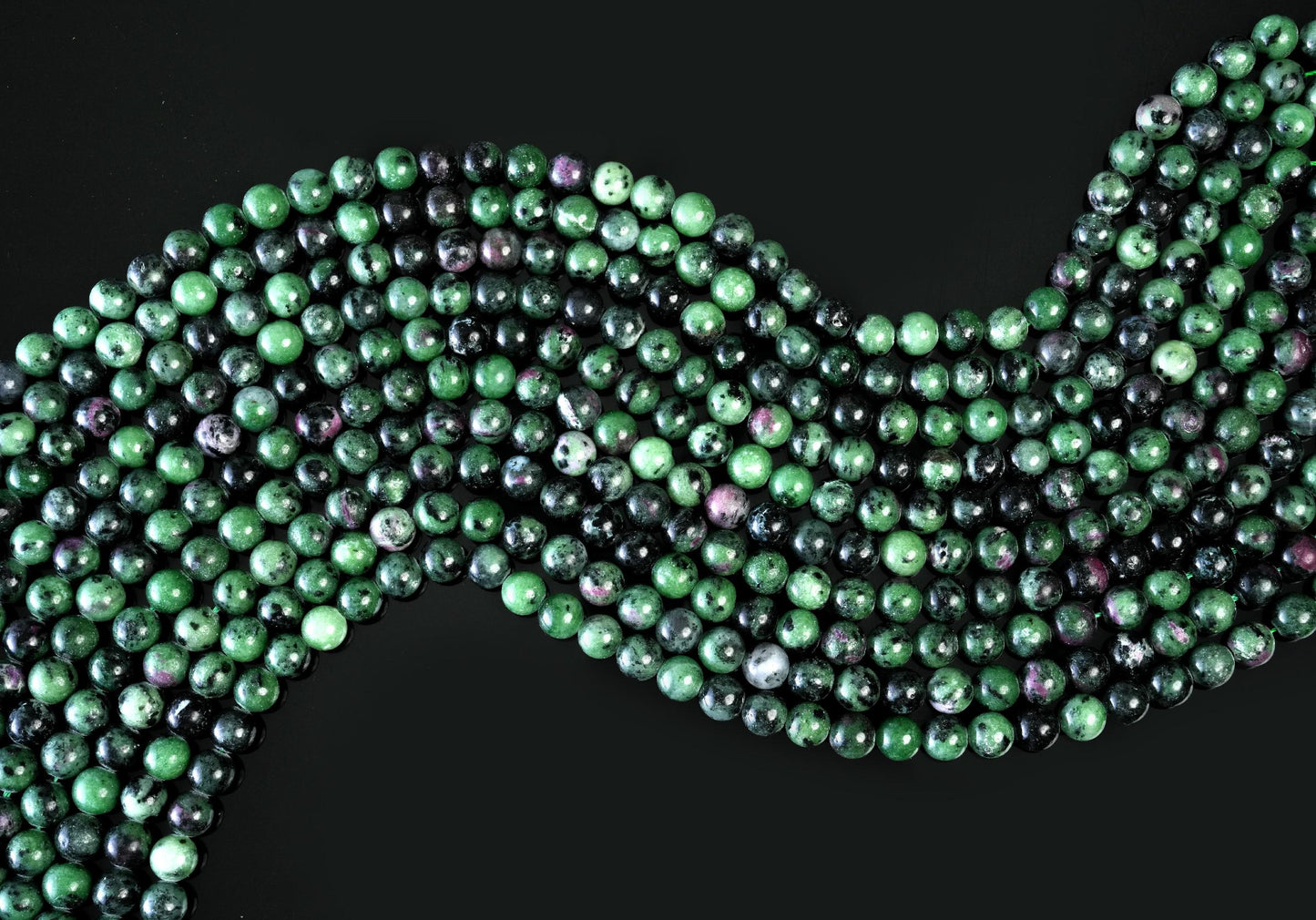 Natural Ruby Zoisite Gemstone Round Smooth Beads String 15.5 Inches Long 4/6/8/10 MM for Jewelry Making and Crafting - AS & JG