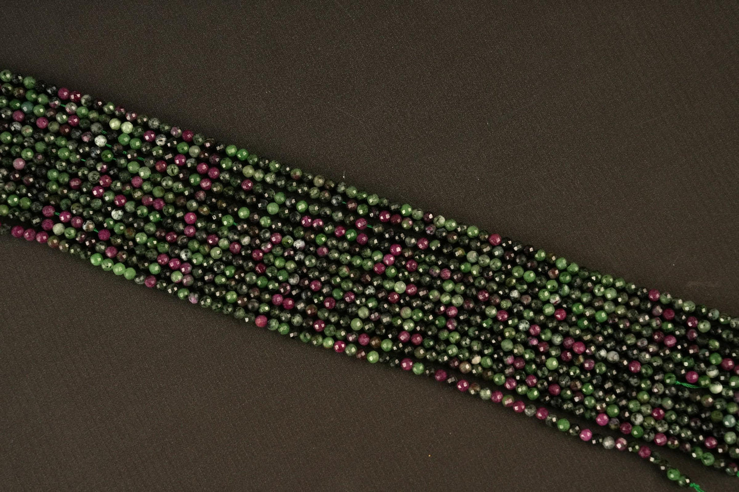Natural Ruby Zoisite Gemstone Round Micro Faceted Beads String 15.5 Inches Long 2/3/4/6 MM for Jewelry Making and Crafting - AS & JG