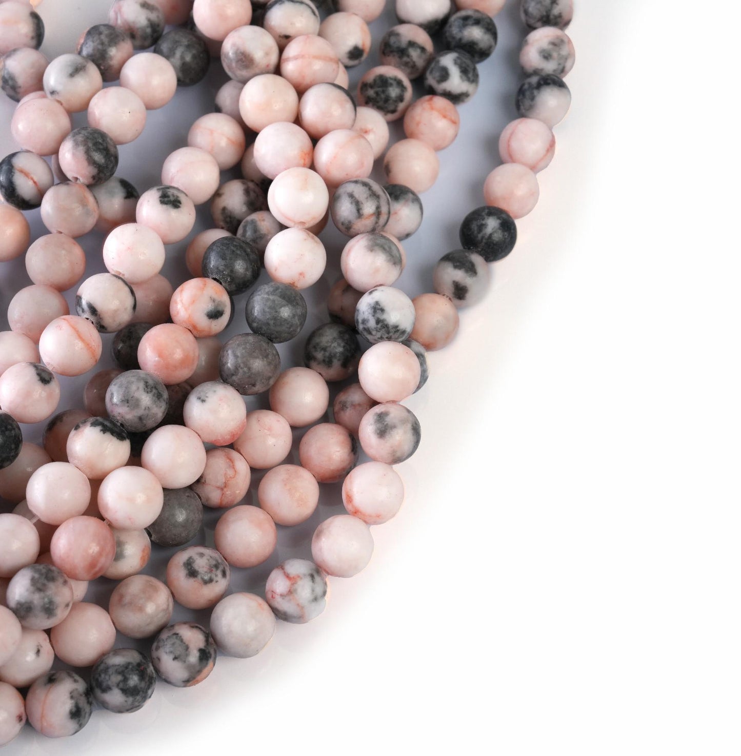 Natural Pink Zebra Jasper Gemstone Round Smooth Beads String 15.5 Inches Long 4/6/8/10 MM for Jewelry Making and Crafting - AS & JG