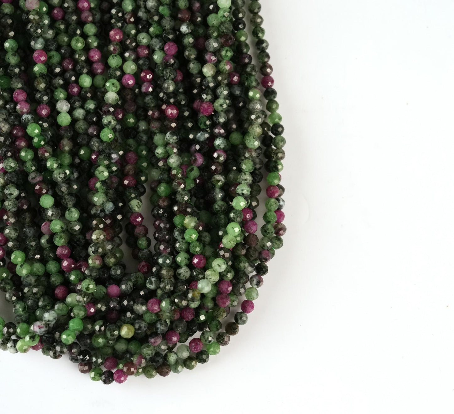 Natural Ruby Zoisite Gemstone Round Micro Faceted Beads String 15.5 Inches Long 2/3/4/6 MM for Jewelry Making and Crafting - AS & JG