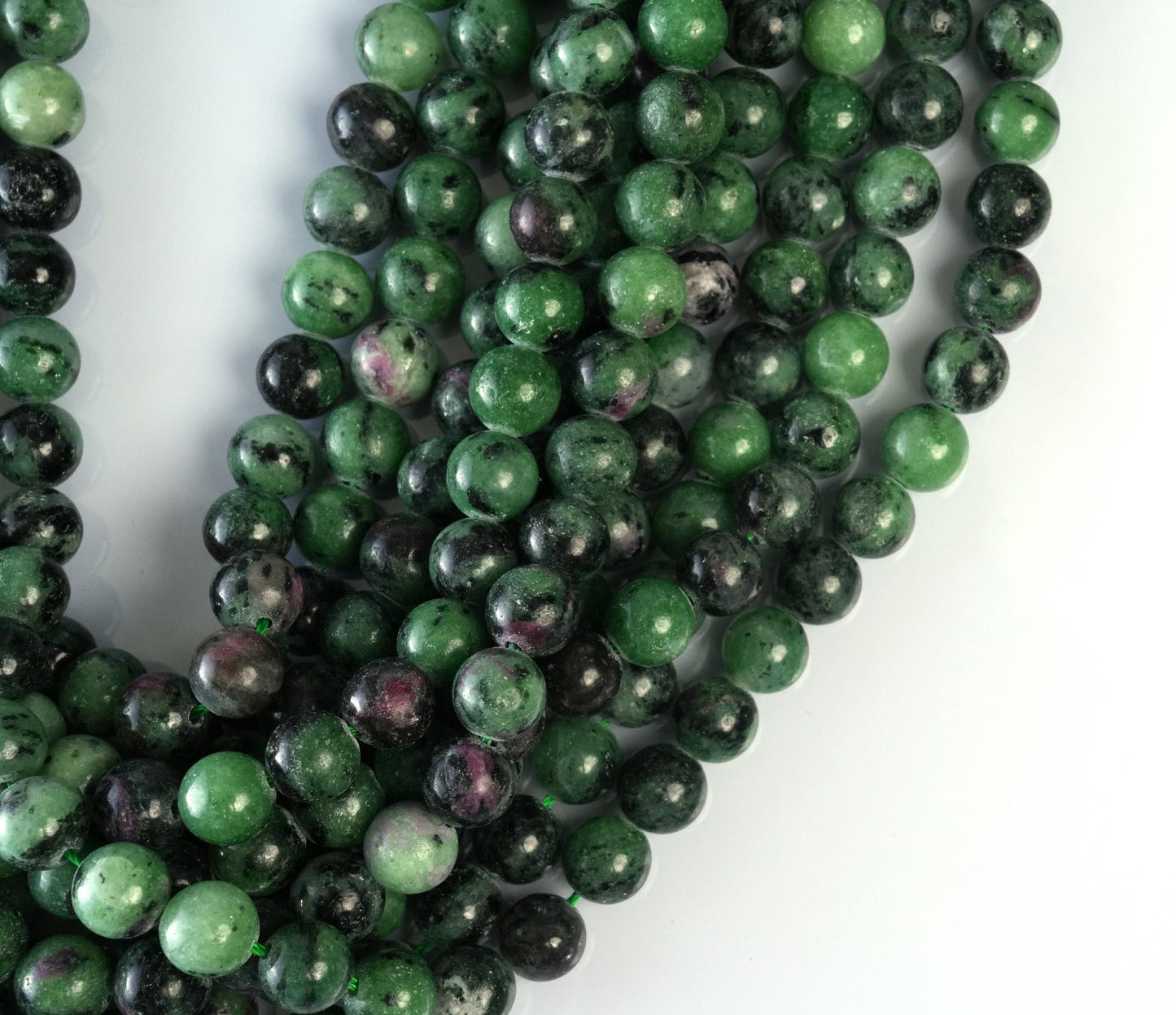 Natural Ruby Zoisite Gemstone Round Smooth Beads String 15.5 Inches Long 4/6/8/10 MM for Jewelry Making and Crafting - AS & JG