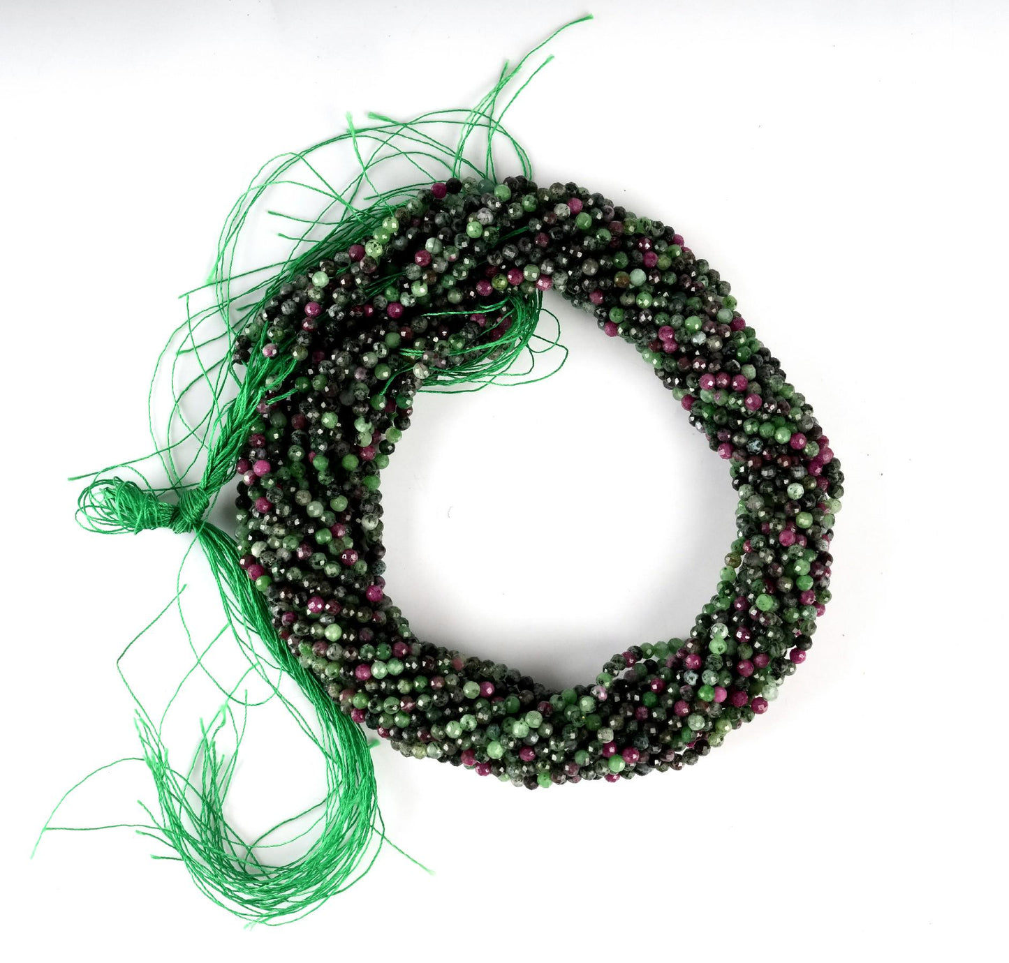 Natural Ruby Zoisite Gemstone Round Micro Faceted Beads String 15.5 Inches Long 2/3/4/6 MM for Jewelry Making and Crafting - AS & JG