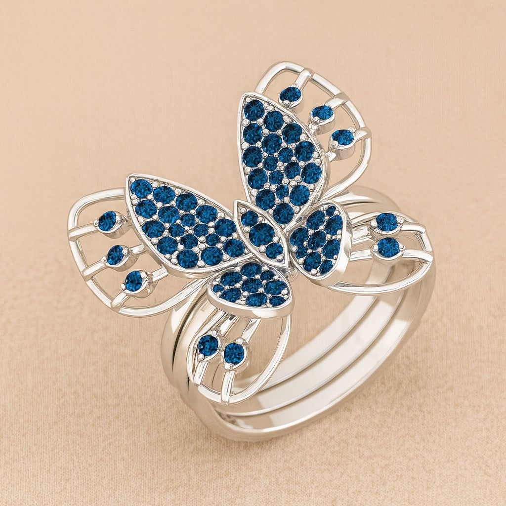 Butterfly Ring | Sterling Silver Birthstone Ring | Genuine Gemstone Ring | Personalized Promise Ring | Gift for Her