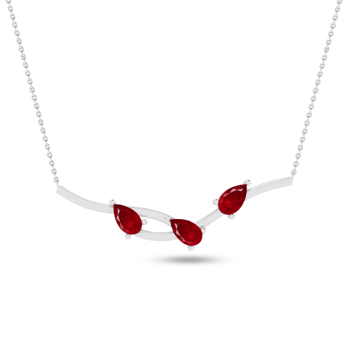 Three-Stone Curved Bar Necklace | Sterling Silver Birthstone Necklace | Adjustable Chain | 15 Gemstone Choices | Personalized Gemstone Pendant