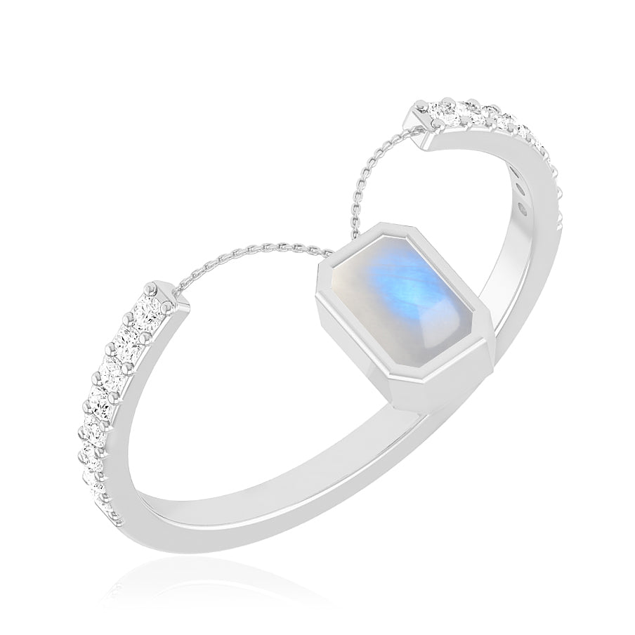 Open Bypass Ring | Sterling Silver Birthstone Ring | Genuine Gemstone Studded Ring | Personalized Promise Ring | Gift for Her