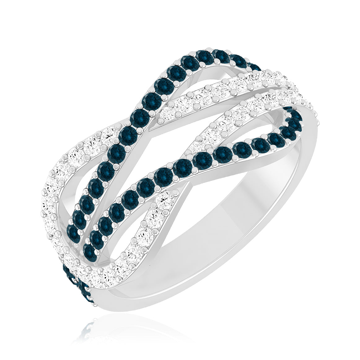 Infinity Crossover Band Ring| Sterling Silver Birthstone Ring | Genuine Gemstone & Diamond Studded Ring | Personalized Promise Ring | Gift for Her