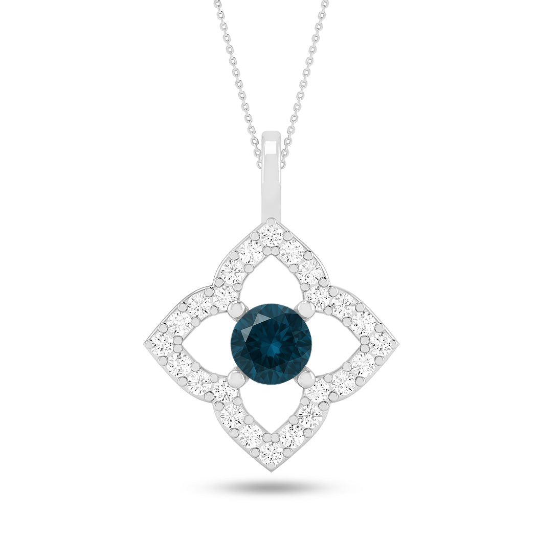 Floral Quatrefoil Halo Pendant | Starburst Pendant | Heart Knot Teardrop Pendant | Sterling Silver Birthstone Necklace | Diamond Accent | Adjustable Chain | 15 Gemstone Choices