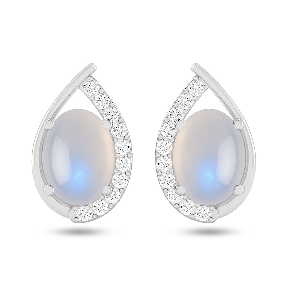 Pear Halo Stud Earrings | 925 Sterling Silver Birthstone Stud Earrings | Diamond Accent Gemstone Earrings | 15 Birthstone Options | Gift for Women (Copy)