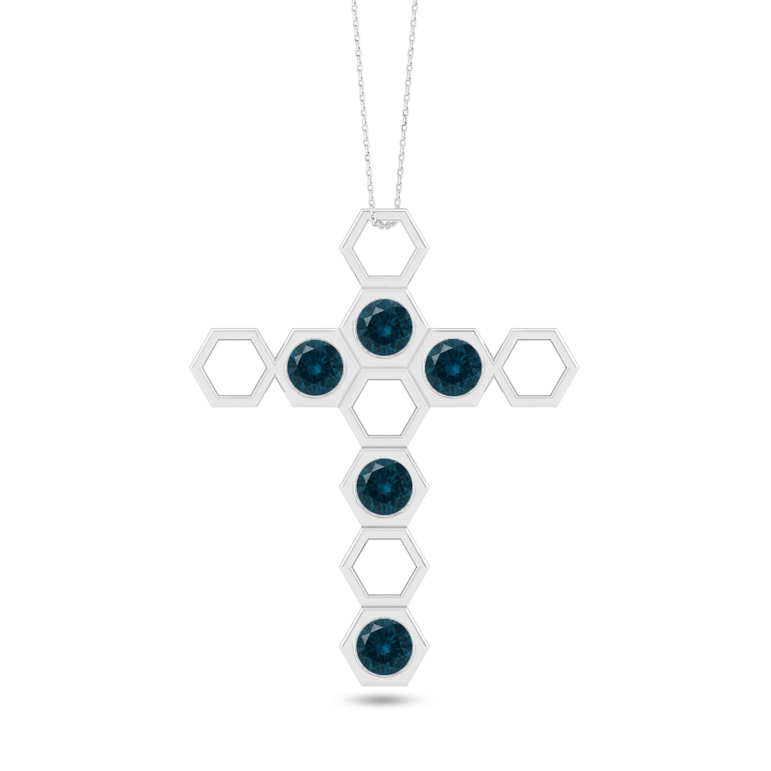 Geometric Cross Pendant | Sterling Silver Birthstone Necklace | Adjustable Chain | 15 Gemstone Choices | Personalized Gemstone Pendant