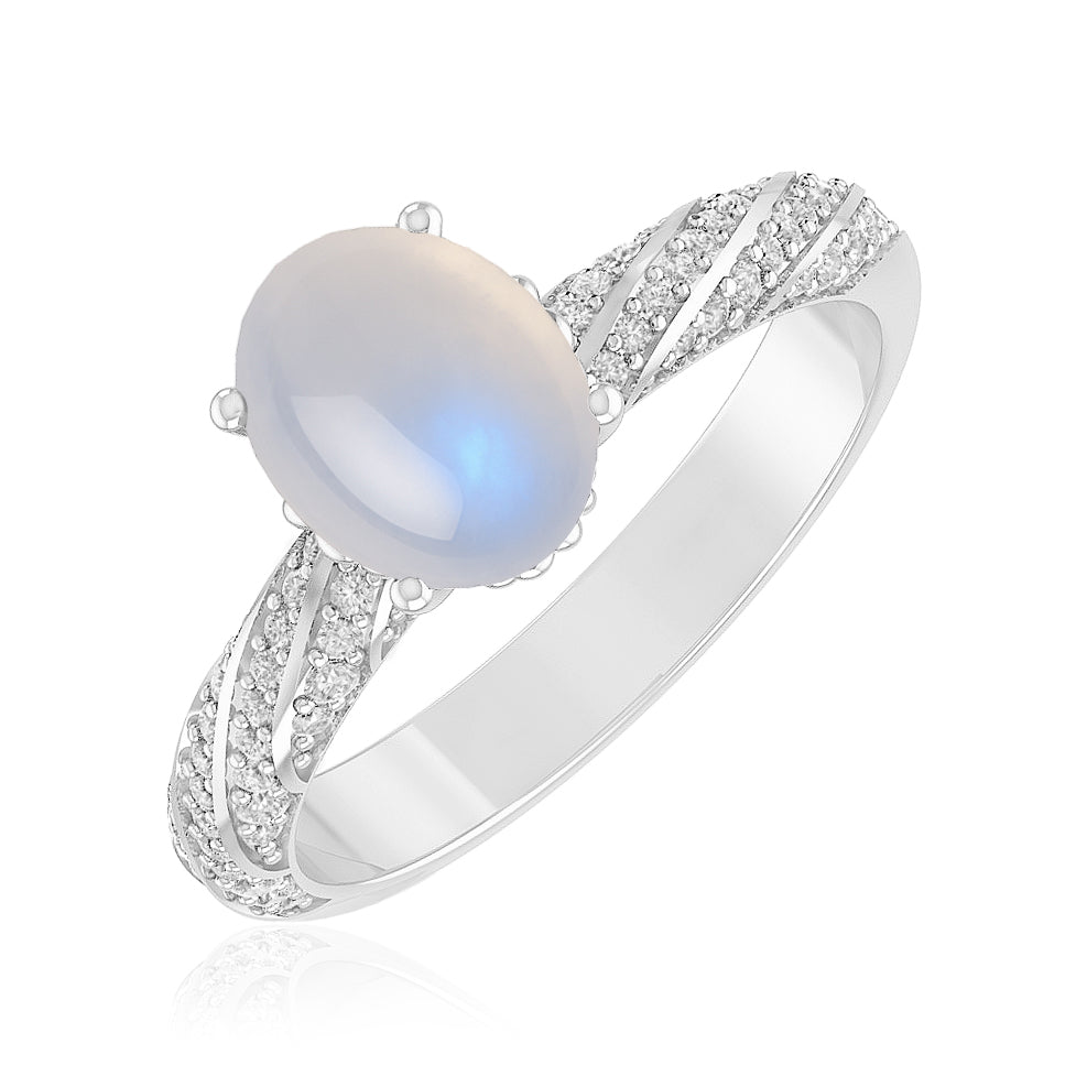 Halo Solitaire Ring | Sterling Silver Birthstone Ring | Genuine Gemstone & Diamond Studded Ring | Personalized Promise Ring | Gift for Her