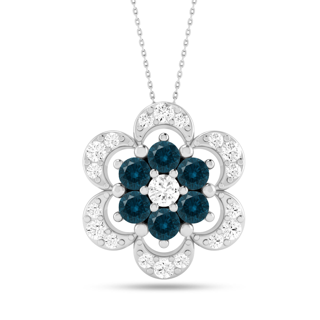 Floral Cluster Pendant | Starburst Pendant | Heart Knot Teardrop Pendant | Sterling Silver Birthstone Necklace | Diamond Accent | Adjustable Chain | 15 Gemstone Choices