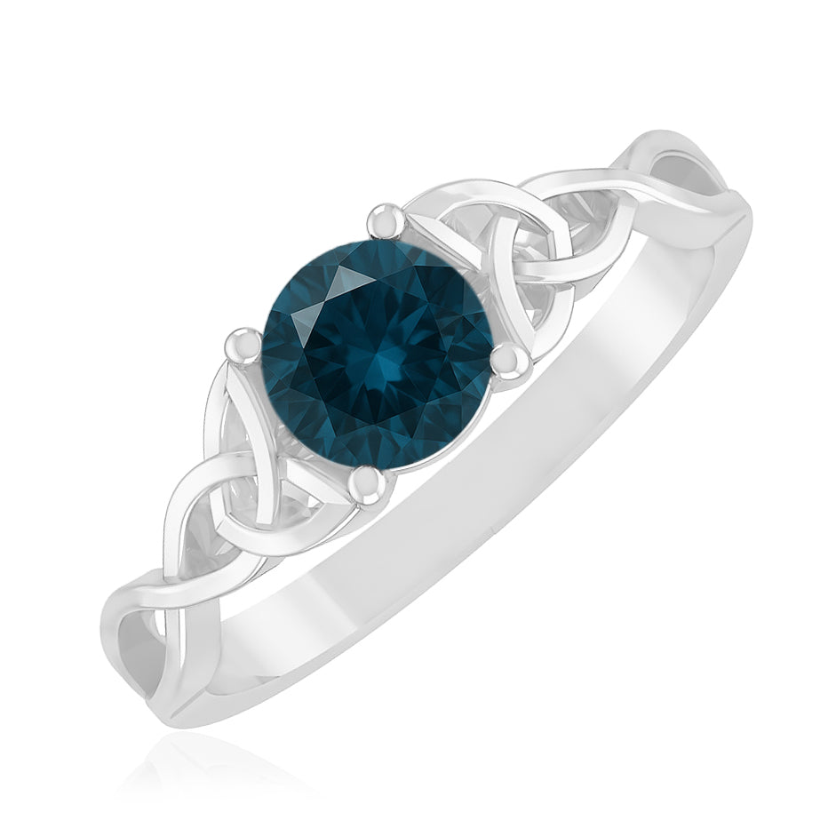 Celtic Knot Ring | Sterling Silver Birthstone Ring | Genuine Gemstone & Diamond Studded Ring | Personalized Promise Ring | Gift for Her