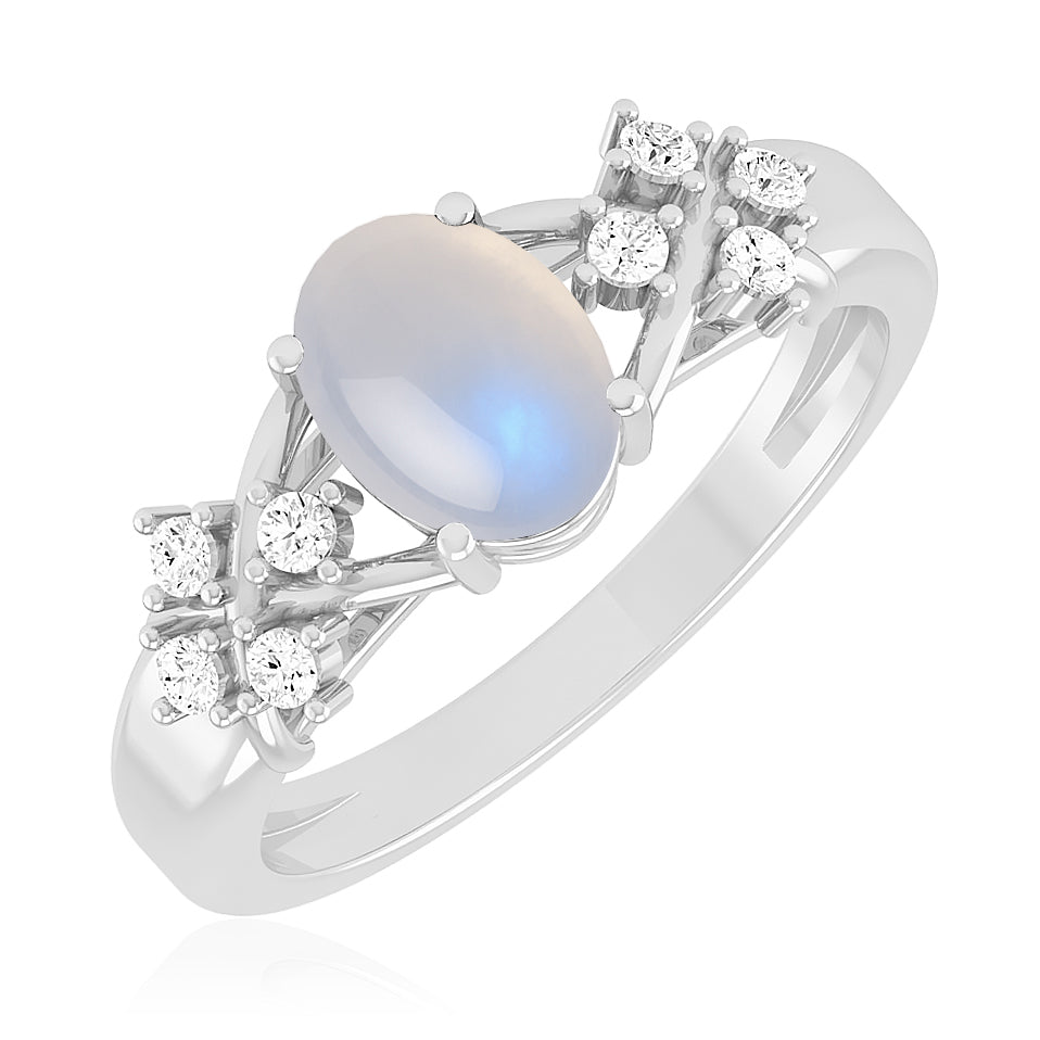 Floral Cluster Solitaire Ring | Sterling Silver Birthstone Ring | Genuine Gemstone & Diamond Studded Ring | Personalized Promise Ring | Gift for Her