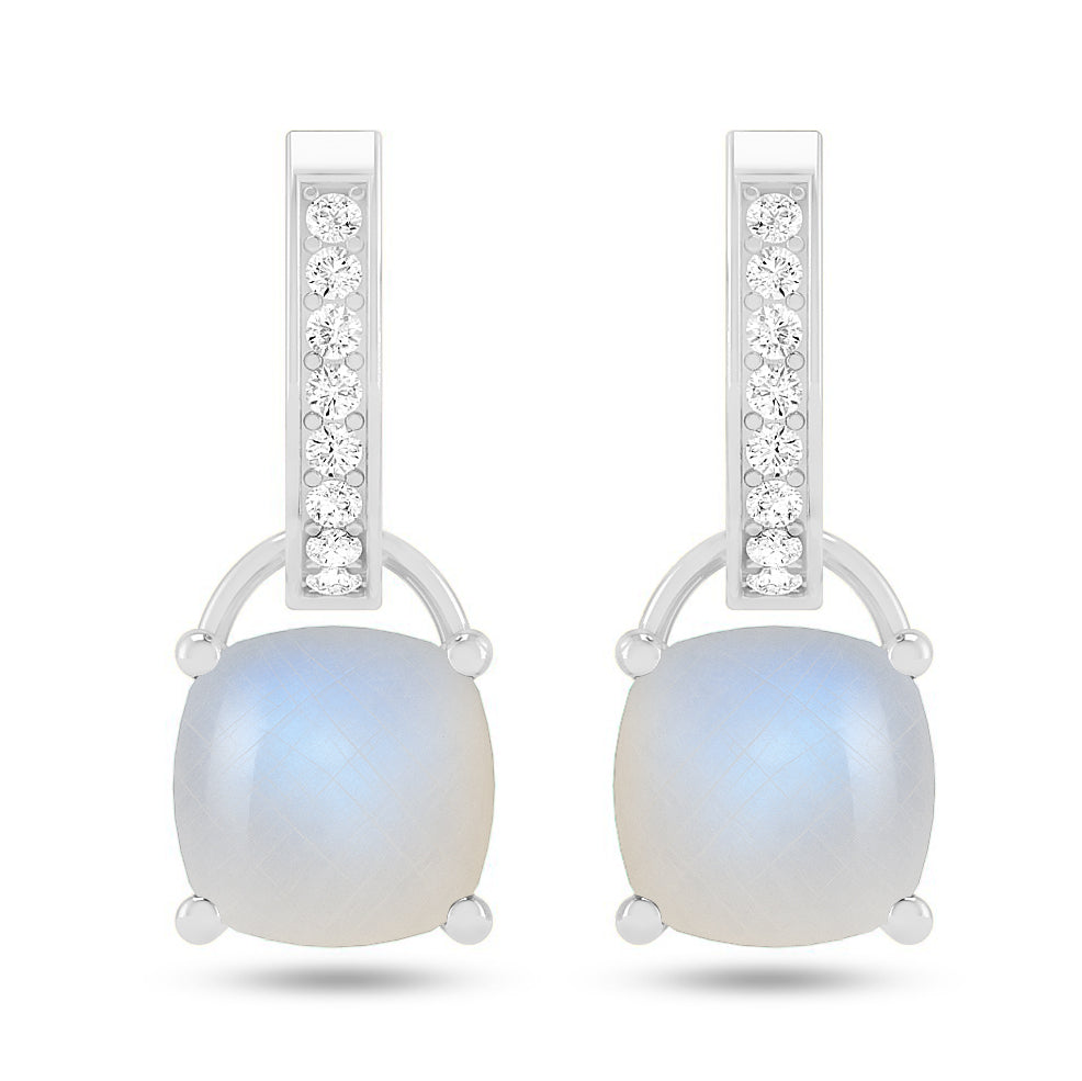Cushion Cut Drop Stud Earrings | 925 Sterling Silver Birthstone Stud Earrings | Diamond Accent Gemstone Earrings | 15 Birthstone Options | Gift for Women (Copy)