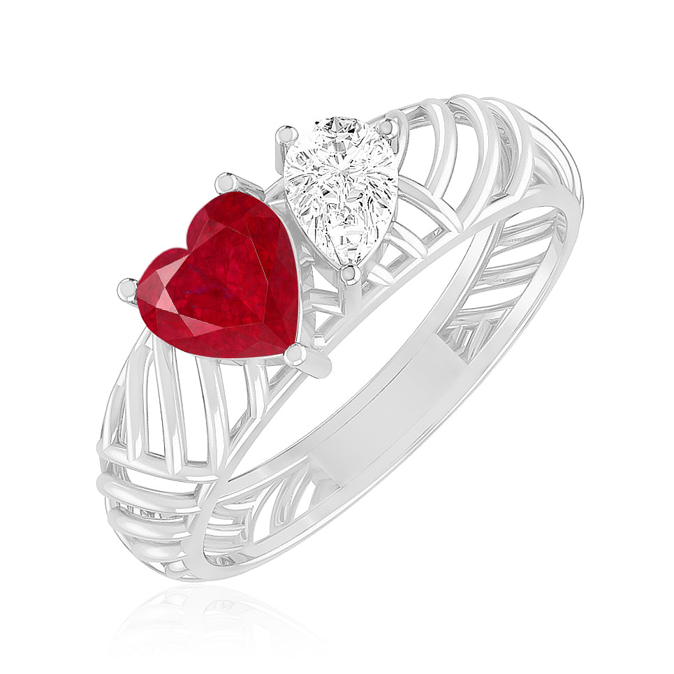 Heart Cut Garnet Ring | Sterling Silver Birthstone Ring | Genuine Gemstone Studded Ring | Personalized Promise Ring | Gift for Her