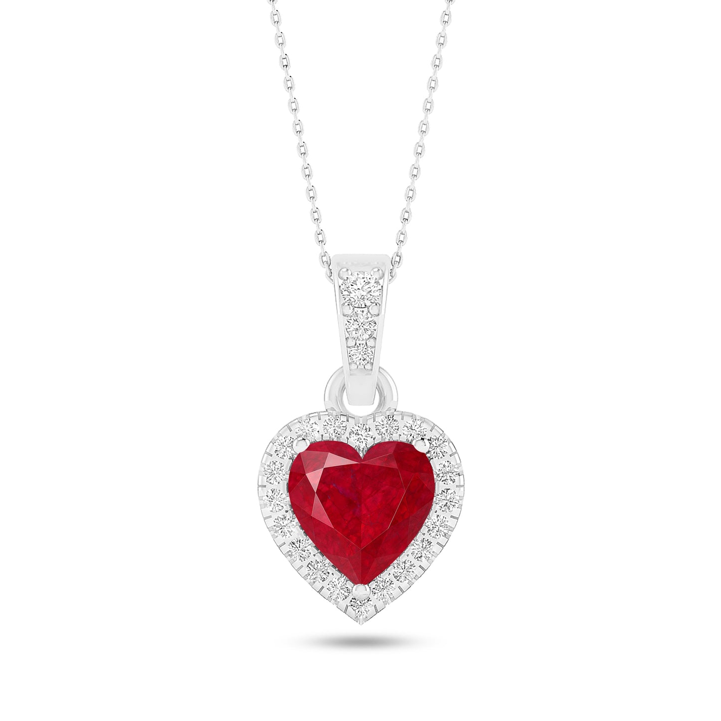 Heart Halo Pendant | Sterling Silver Birthstone Necklace | Diamond Accent | Adjustable Chain | 15 Gemstone Choices
