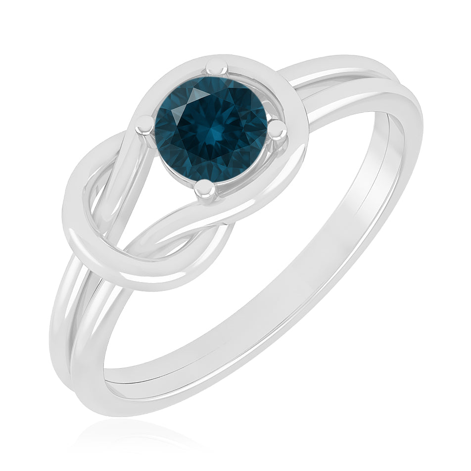 Infinity Knot Solitaire Ring | Sterling Silver Birthstone Ring | Genuine Gemstone & Diamond Studded Ring | Personalized Promise Ring | Gift for Her