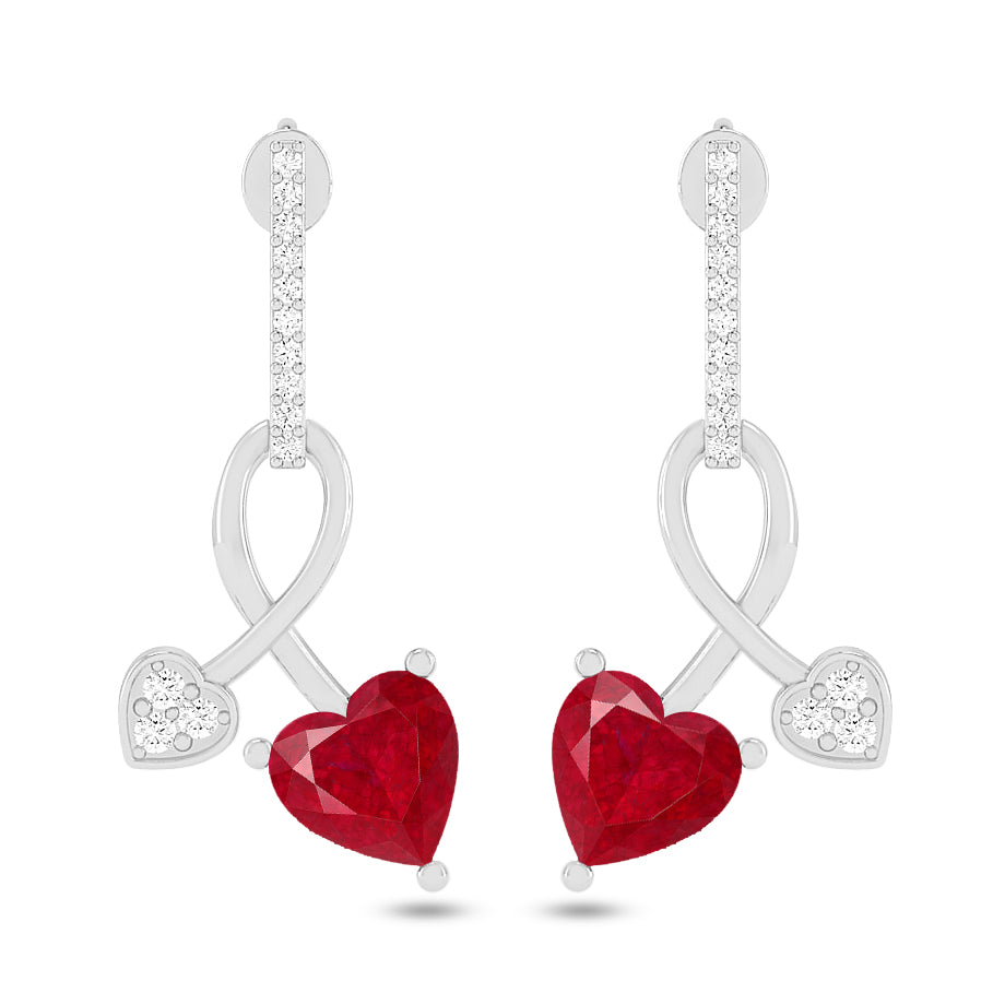 Infinity Heart Drop Earrings | 925 Sterling Silver Birthstone Stud Earrings | Diamond Accent Gemstone Earrings | 15 Birthstone Options | Gift for Women