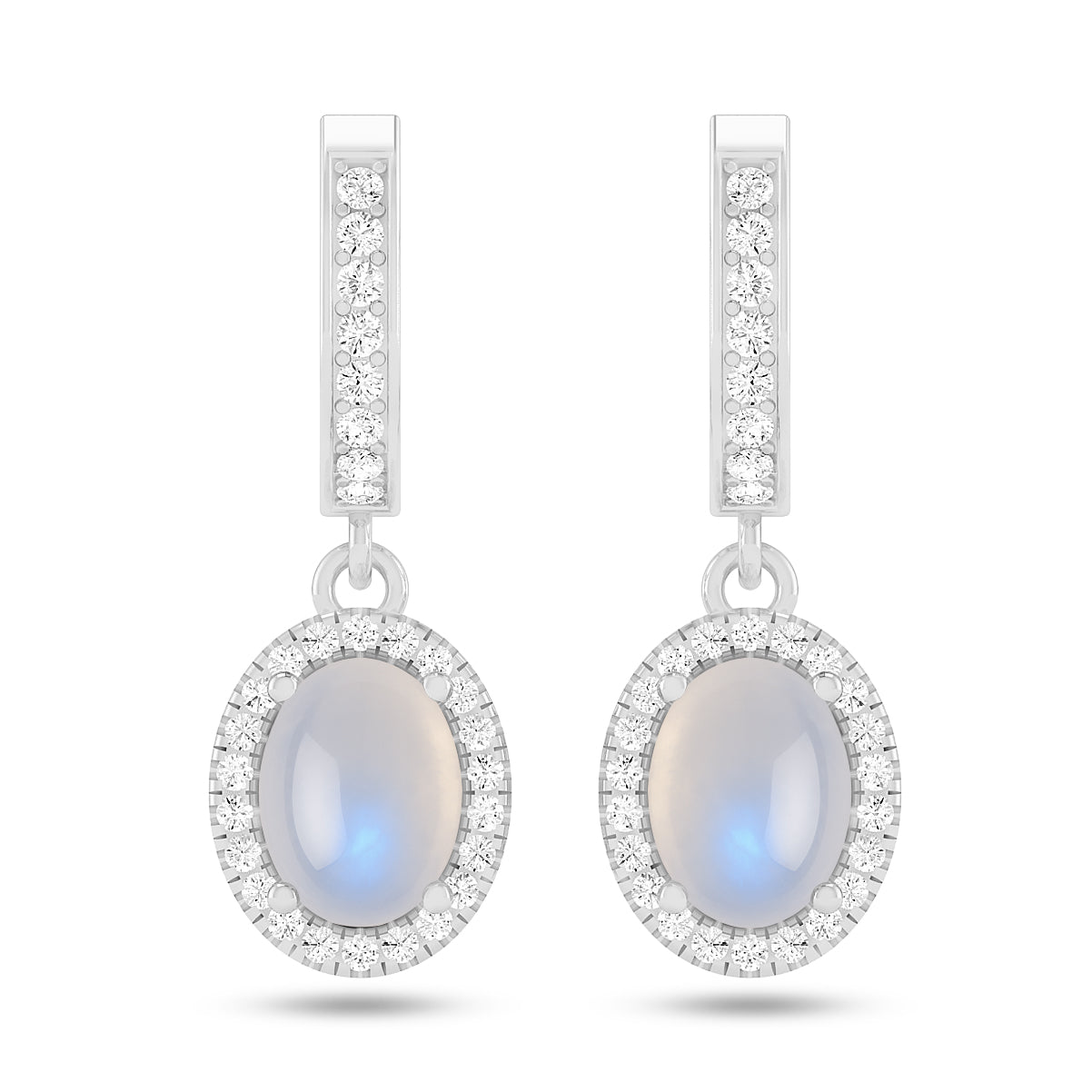 Oval Halo Drop Earrings | 925 Sterling Silver Birthstone Stud Earrings | Diamond Accent Gemstone Earrings | 15 Birthstone Options | Gift for Women