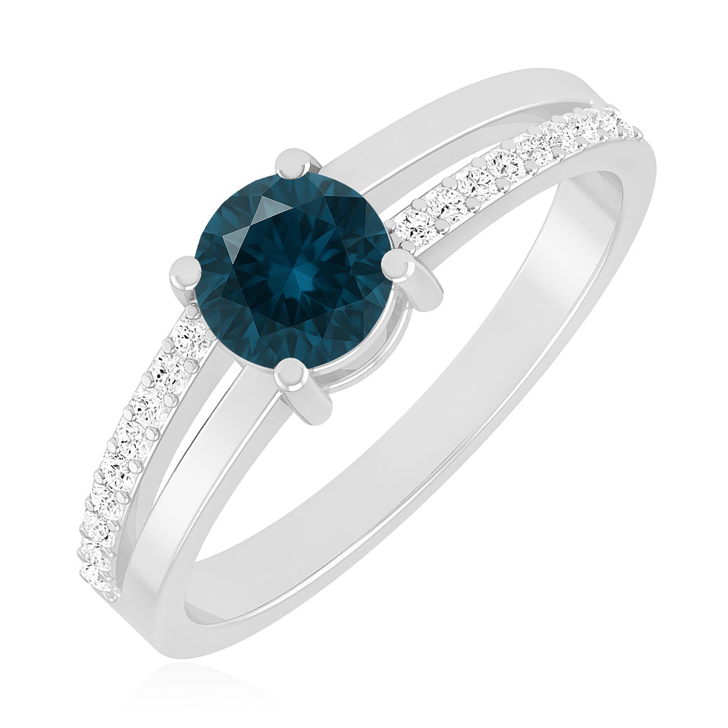 Split Shank Solitaire Ring | Sterling Silver Birthstone Ring | Genuine Gemstone & Diamond Studded Ring | Personalized Promise Ring | Gift for Her