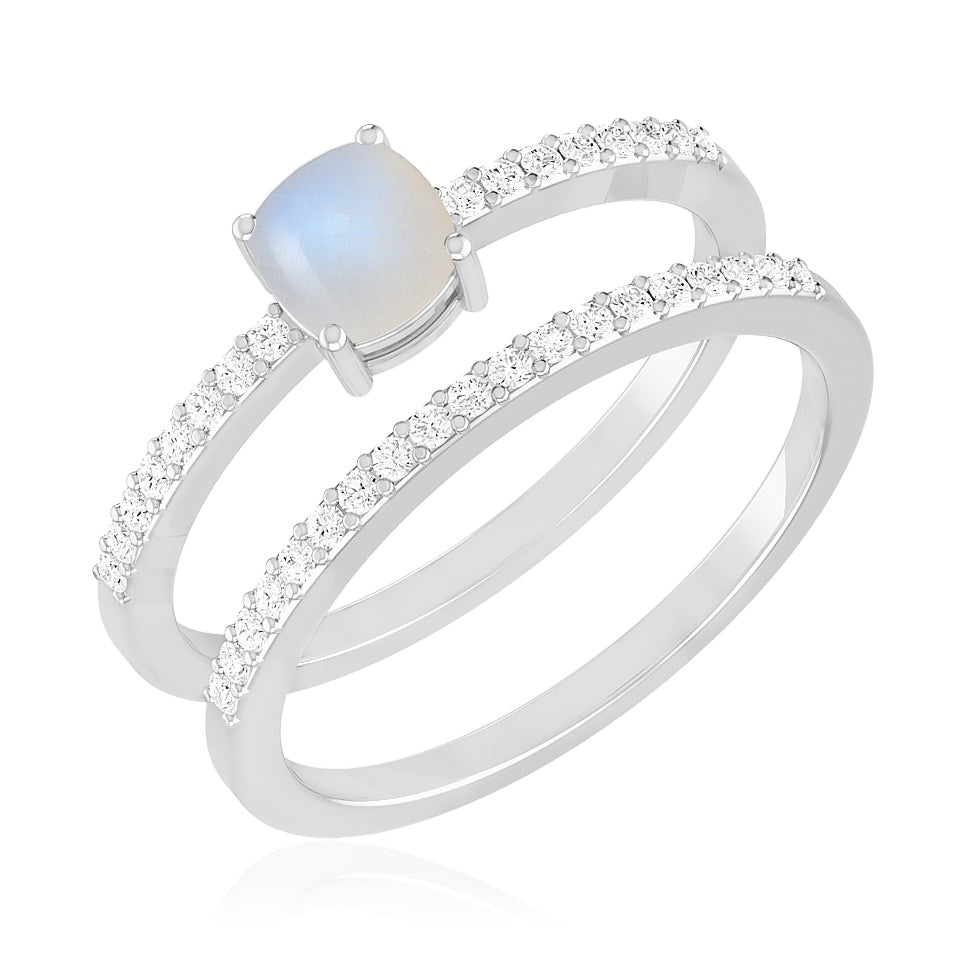 Bridal Ring Ring Set | Sterling Silver Birthstone Ring | Genuine Gemstone Studded Ring | Personalized Promise Ring | Gift for Her