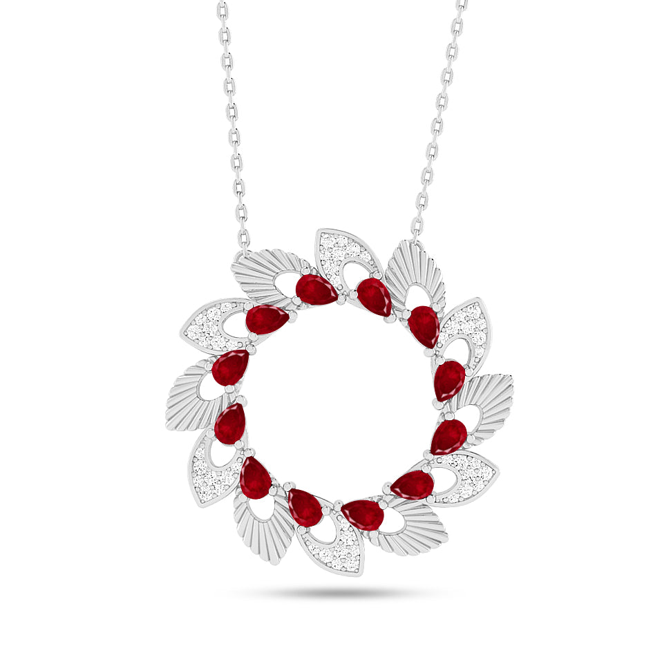 Floral Wreath Pendant | Starburst Pendant | Heart Knot Teardrop Pendant | Sterling Silver Birthstone Necklace | Diamond Accent | Adjustable Chain | 15 Gemstone Choices