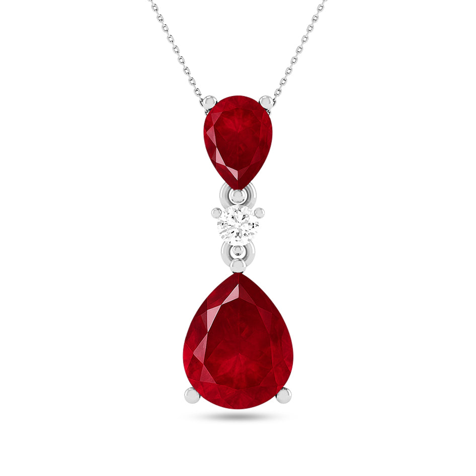 Double Pear Drop Pendant | Starburst Pendant | Heart Knot Teardrop Pendant | Sterling Silver Birthstone Necklace | Diamond Accent | Adjustable Chain | 15 Gemstone Choices