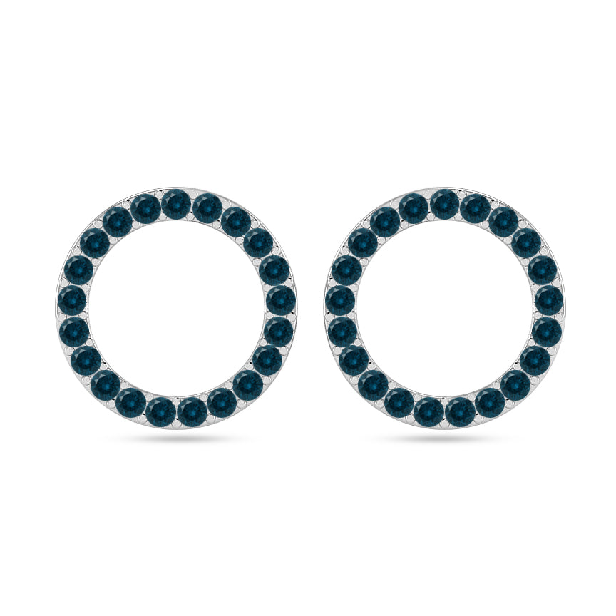 Circle Frame Stud Earrings | 925 Sterling Silver Birthstone Stud Earrings | Diamond Accent Gemstone Earrings | 15 Birthstone Options | Gift for Women