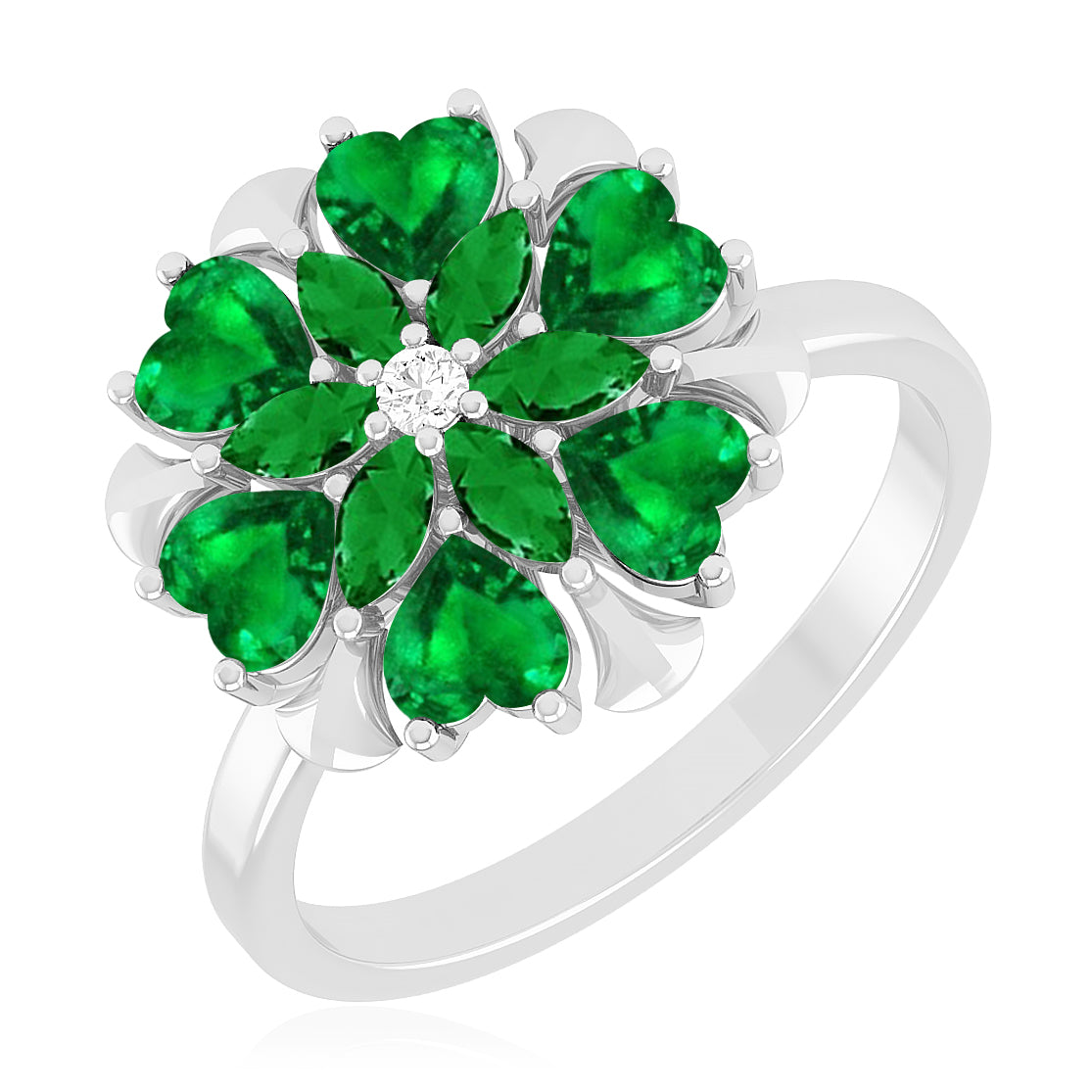 Floral Cluster Ring | Sterling Silver Birthstone Ring | Genuine Gemstone Studded Ring | Personalized Promise Ring | Gift for Her