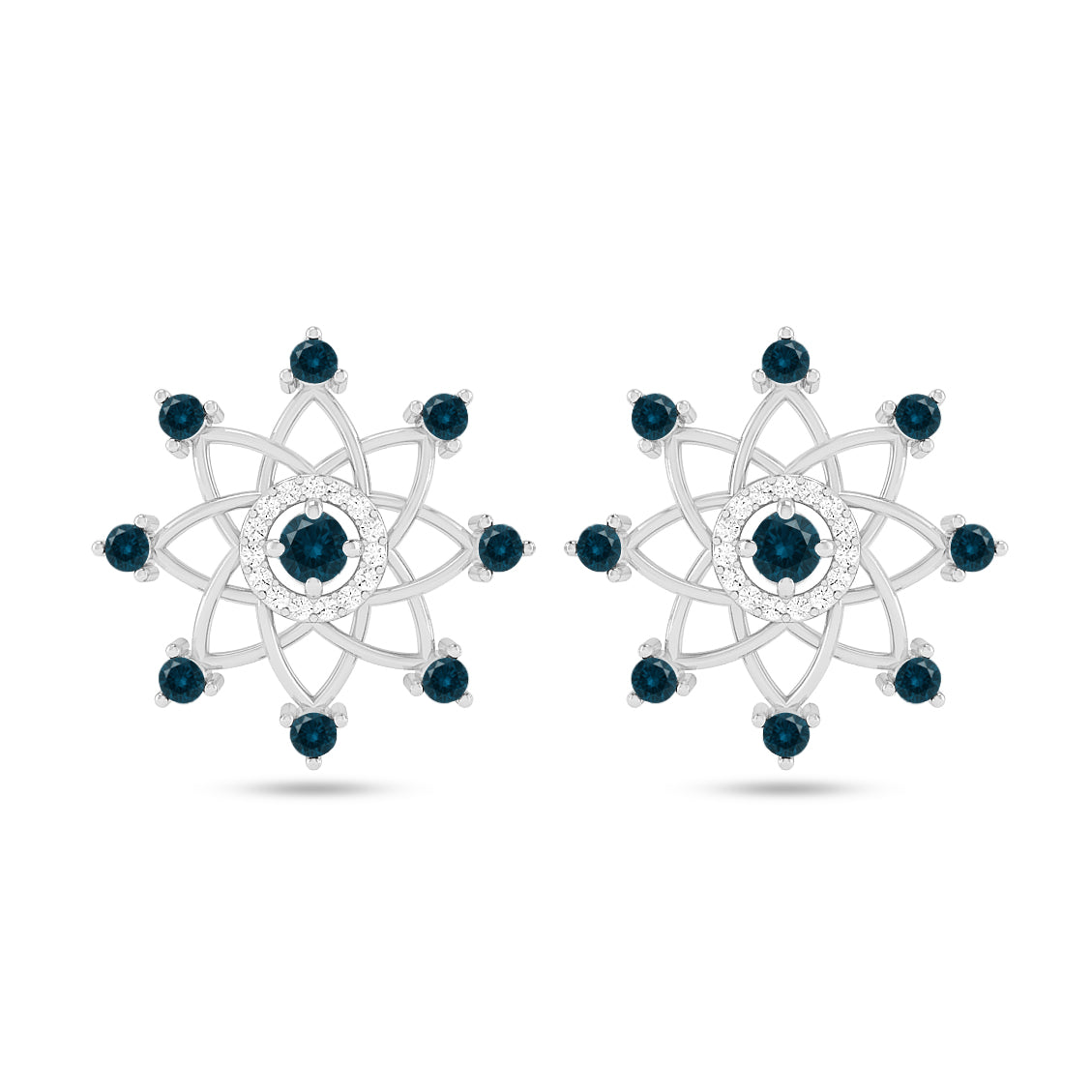 Celestial Starburst Stud Earrings | 925 Sterling Silver Birthstone Stud Earrings | Diamond Accent Gemstone Earrings | 15 Birthstone Options | Gift for Women