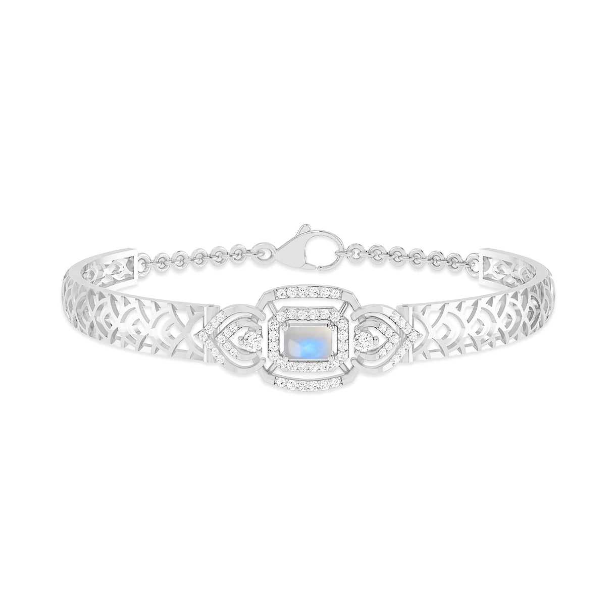 Art Deco Cuff Bracelet| Sterling Silver Birthstone Bracelet | Adjustable Chain | 15 Gemstone Choices | Personalized Gemstone Bracelet Floral Vine Bracelet Canter piece