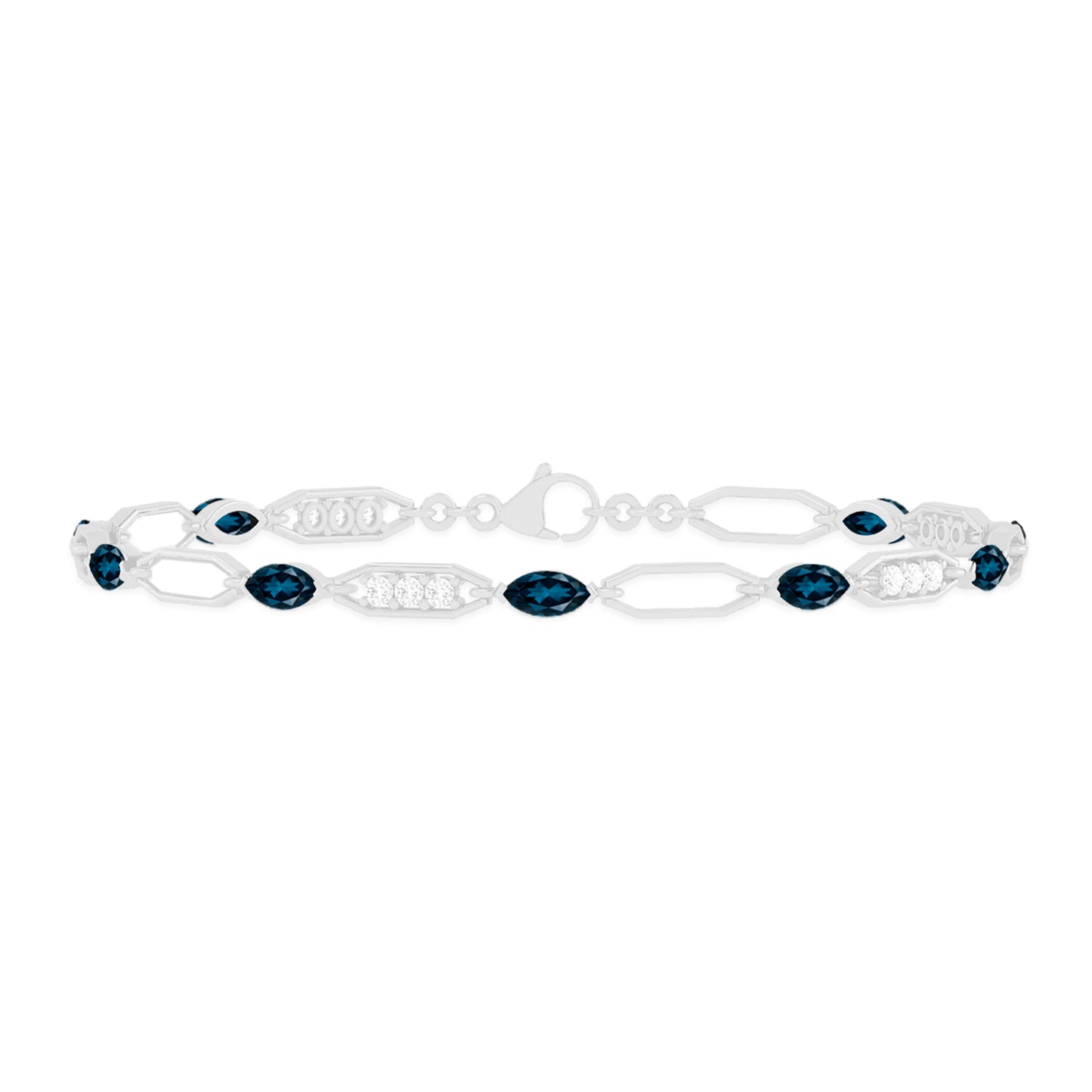 Art Deco Link Bracelet | Sterling Silver Birthstone Bracelet | Adjustable Chain | 15 Gemstone Choices | Personalized Gemstone Bracelet Floral Vine Bracelet Canter piece