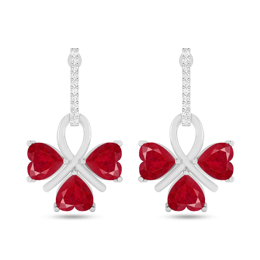 Butterfly Drop Earrings | 925 Sterling Silver Birthstone Stud Earrings | Diamond Accent Gemstone Earrings | 15 Birthstone Options | Gift for Women