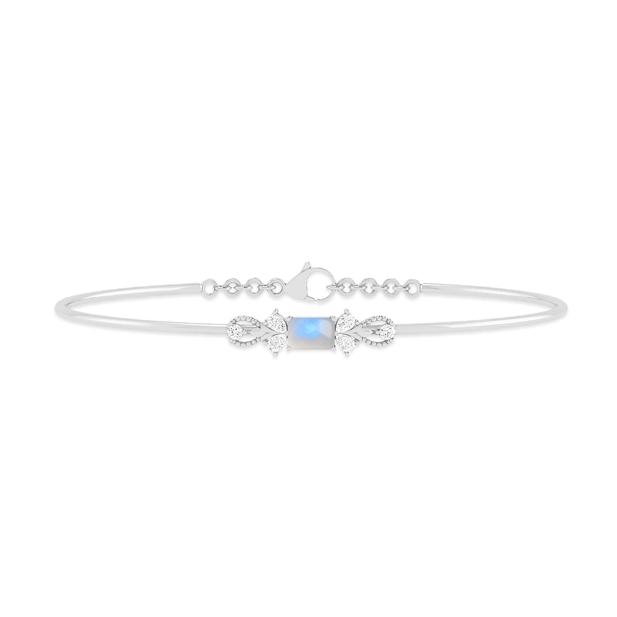 Gemstone Bangle Bracelet | Sterling Silver Birthstone Bracelet | Adjustable Chain | 15 Gemstone Choices | Personalized Gemstone Bracelet Floral Vine Bracelet Canter piece