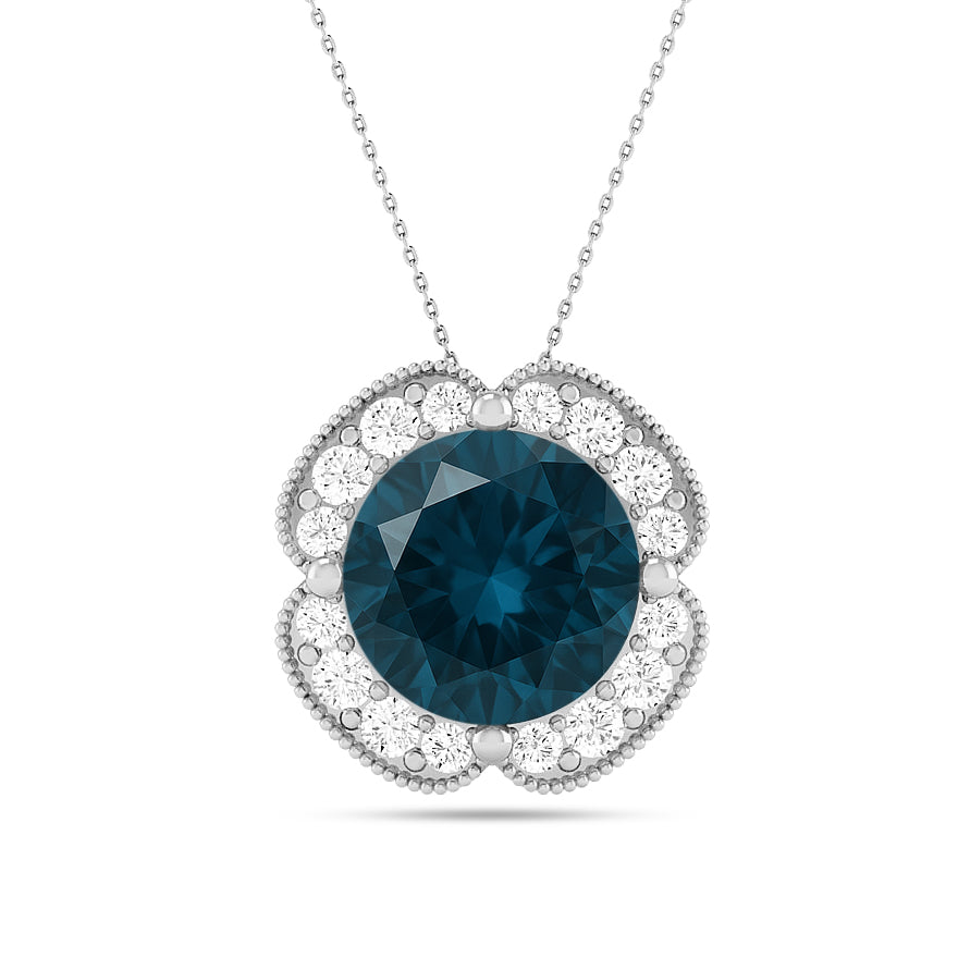 Floral Halo Pendant | Starburst Pendant | Heart Knot Teardrop Pendant | Sterling Silver Birthstone Necklace | Diamond Accent | Adjustable Chain | 15 Gemstone Choices