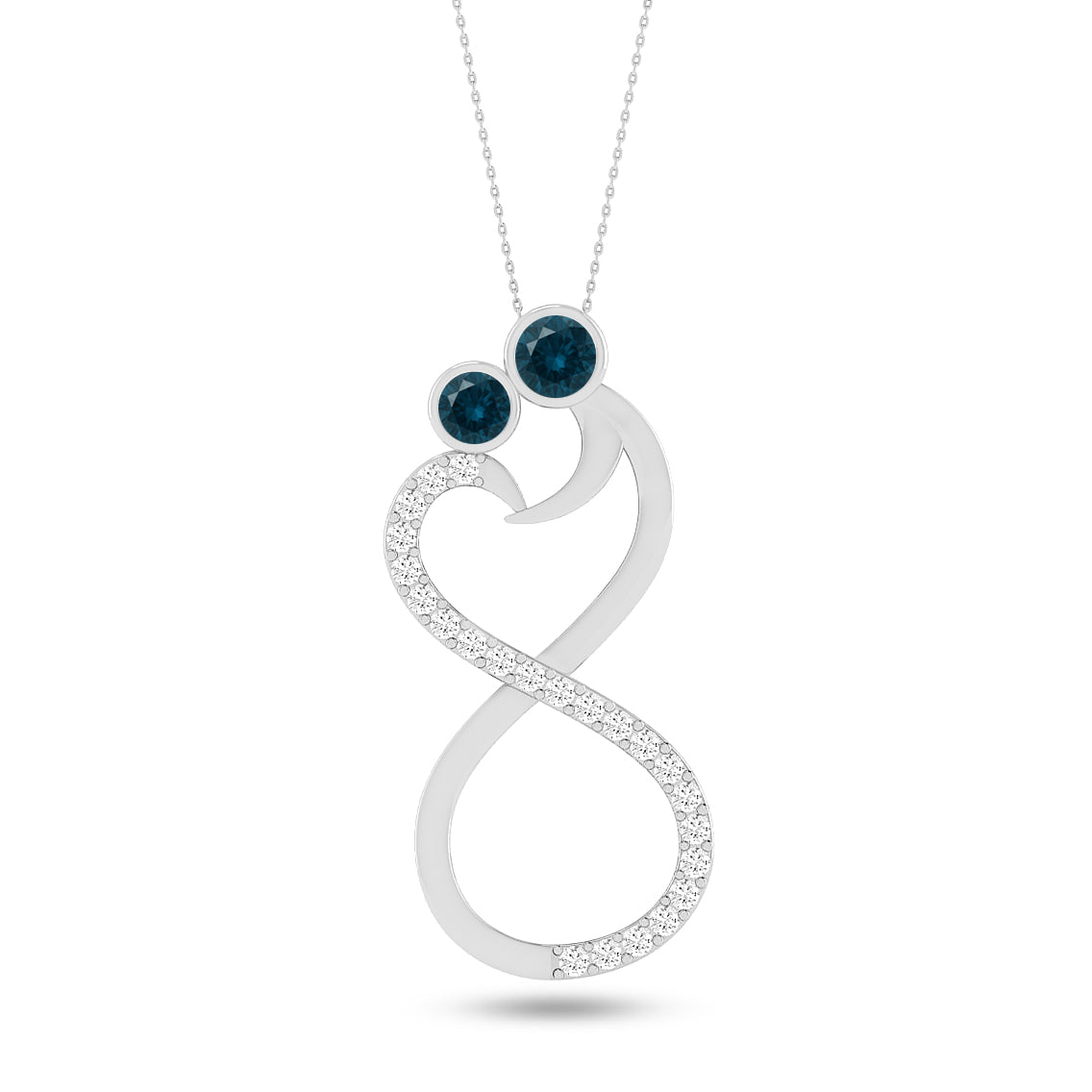 Couple Heart Infinity Pendant | Starburst Pendant | Heart Knot Teardrop Pendant | Sterling Silver Birthstone Necklace | Diamond Accent | Adjustable Chain | 15 Gemstone Choices