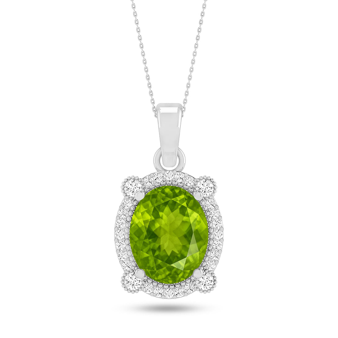 Oval Cabochon Halo Pendant | Starburst Pendant | Heart Knot Teardrop Pendant | Sterling Silver Birthstone Necklace | Diamond Accent | Adjustable Chain | 15 Gemstone Choices
